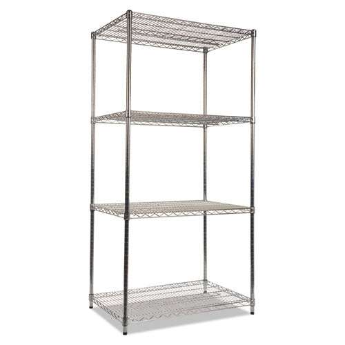 Alera NSF Certified Industrial Four-Shelf Wire Shelving Kit, 36w x 24d x 72h, Silver