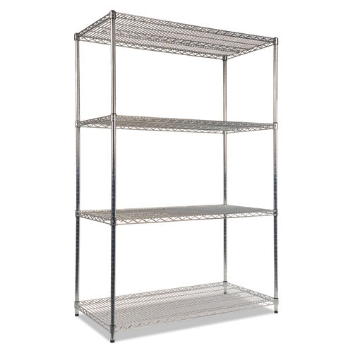 Alera NSF Certified Industrial Four-Shelf Wire Shelving Kit, 48w x 24d x 72h, Silver