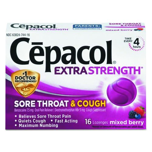 Cepacol Extra Strength Sore Throat and Cough Lozenges, Mixed Berry, 16 Lozenges
