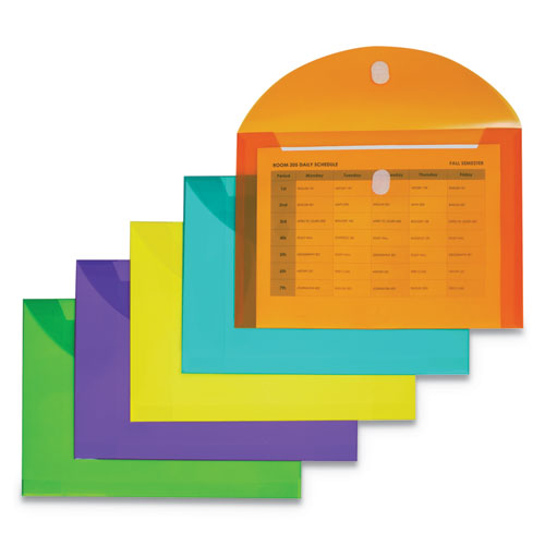C-Line Reusable Poly Envelope, Hook/Loop Closure, 8.5 x 11, Assorted Colors, 10/Pack