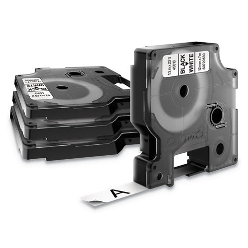 DYMO D1 Standard Labels, 0.5" x 23 ft, Black Print on White Tape, 4/Pack