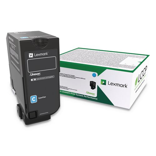 Lexmark 74C0HCG High-Yield Toner, 12,000 Page-Yield, Cyan