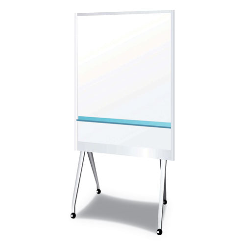 PLUS Mobile Partition Board, 38.3" x 70.8", White Surface, Light Gray Aluminum Frame