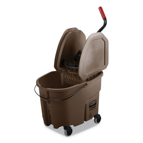 Rubbermaid Commercial WaveBrake 2.0 Bucket/Wringer Combos, Down-Press, 35 qt, Plastic, Brown
