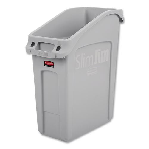 Rubbermaid Commercial Slim Jim Under-Counter Container, 13 gal, Polyethylene, Gray