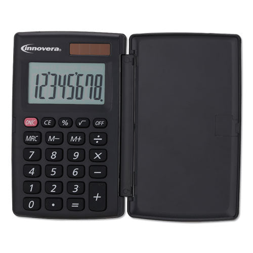 Innovera 15921 Pocket Calculator with Hard Shell Flip Cover, 8-Digit LCD