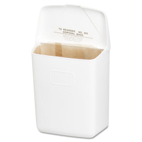 HOSPECO Wall Mount Sanitary Napkin Receptacle, 1 gal, 8.75" x 4.88" x 10.5", White