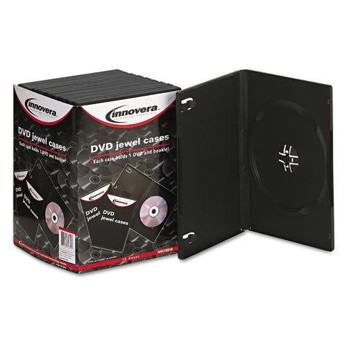 Innovera Standard DVD Case, Black, 10/Pack