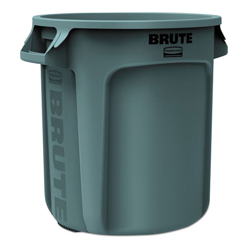 Rubbermaid Commercial Vented Round Brute Container, 10 gal, Plastic, Gray