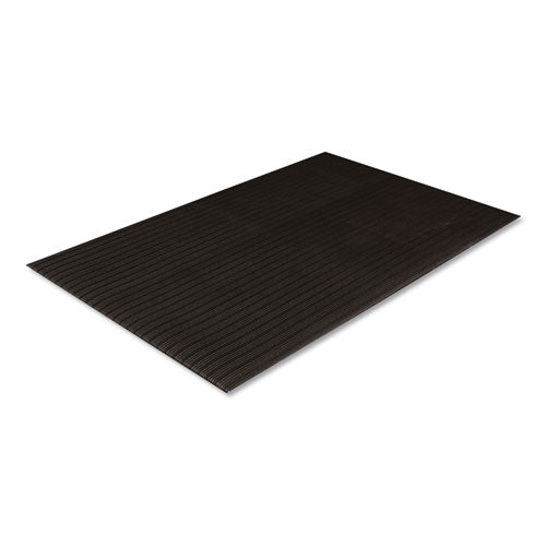Crown Ribbed Vinyl Anti-Fatigue Mat, Rectangular, Black Ribbed Surface, 36" x 60"