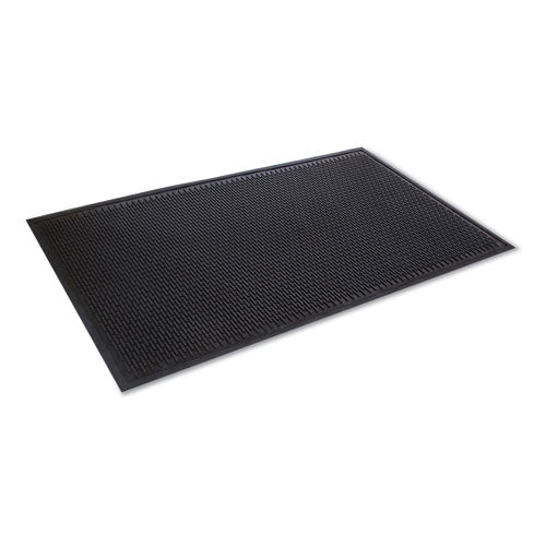 Crown Crown-Tred Indoor/Outdoor Scraper Mat, Black Loop-Twist Ribbed Rubber Surface, 35.5" x 59.5"