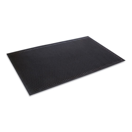 Crown Crown-Tred Indoor/Outdoor Scraper Mat, Black Loop-Twist Ribbed Rubber Surface, 43.75" x 66.75"