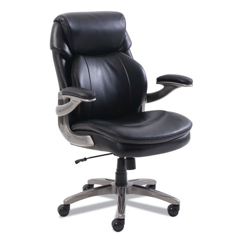 SertaPedic Cosset Mid-Back Executive Chair, Supports Up to 275 lb, 18.5" to 21.5" Seat Height, Black Seat/Back, Slate Base