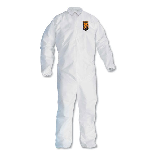 KleenGuard A30 Elastic-Back and Cuff Coveralls, 1" Flap, 4X-Large, White, 21/Carton