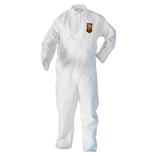 KleenGuard A20 Breathable Particle Protection Coveralls, Zip Front, Elastic Wrists and Ankles, White