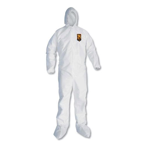 KleenGuard A20 Elastic Back and Ankle Hood and Boot Coveralls, X-Large, White, 24/Carton