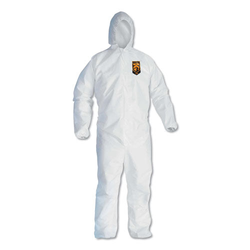 KleenGuard A45 Prep and Paint Coveralls, Zipper Front, Elastic Wrist and Ankles, Large, White, 25/Carton