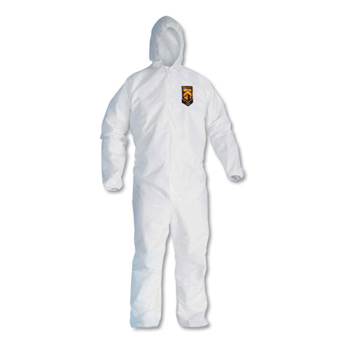 KleenGuard A20 Breathable Particle Protection Coveralls, Zip Closure, Hood, Elastic Back, Wrists and Ankles, White