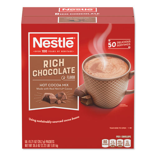 Nestlé Hot Cocoa Mix, Rich Chocolate, 0.71 oz Packets, 50/Box, 6 Box/Carton