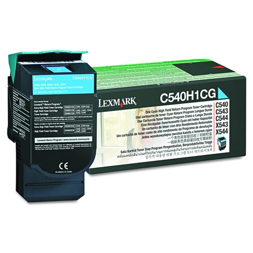 Lexmark C540H1CG Return Program High-Yield Toner, 2,000 Page-Yield, Cyan