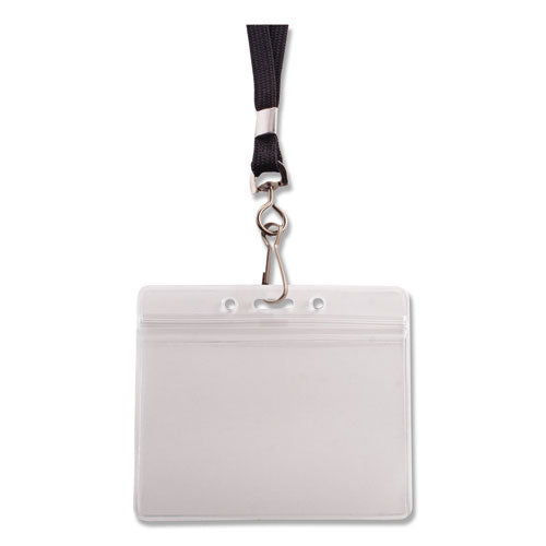 Advantus Resealable Badge Holders Combo Pack with 36" Lanyard, Horizontal, Frost 4.13" x 3.75" Holder, 3.88" x 2.63" Insert, 20/Pack