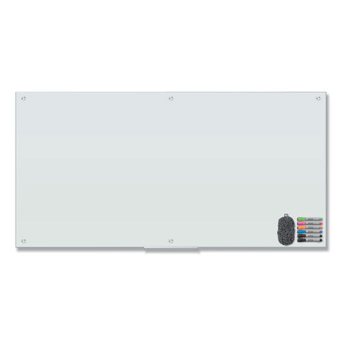 U Brands Magnetic Glass Dry Erase Board Value Pack, 70" x 35", Frosted White Surface