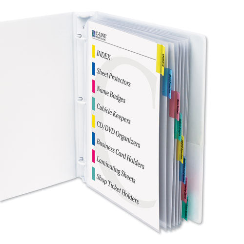 C-Line Sheet Protectors with Eight Assorted Index Tabs, Heavy-Duty, Side: 3-Hole Punched, Top Load 8.5 x 11 Insert, Clear, 8/Set