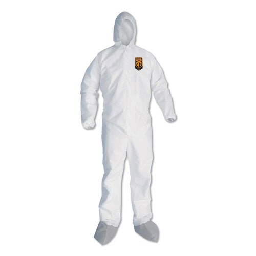 KleenGuard A45 Liquid/Particle Protection Surface Prep/Paint Coveralls, Hood, Elastic Wrist/Ankles, Boots, 4XL, White, 25/Carton