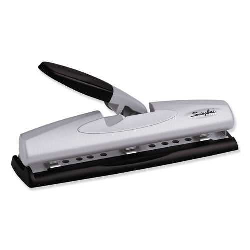 Swingline 12-Sheet LightTouch Desktop Two- to Three-Hole Punch, 9/32" Holes, Black/Silver