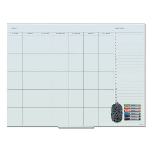 U Brands Floating Glass Dry Erase Calendar, Monthly Planning/Scheduling, 48" x 36" (Actual Size: 47" x 35"), White Surface