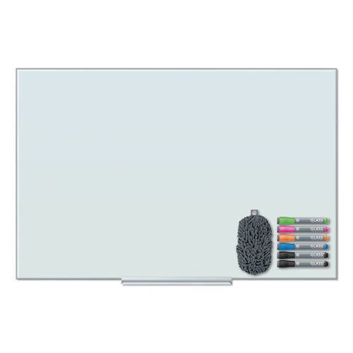 U Brands Floating Glass Dry Erase Board, 48" x 36" (Actual Size: 47" x 35"), White Surface