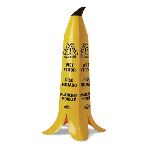 Impact Banana Wet Floor Cones, 14.25 x 14.25 x 36.75, Yellow/Brown/Black