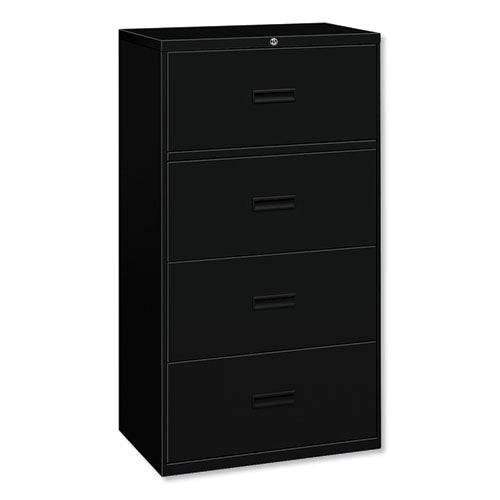HON 400 Series Lateral File, 4 Legal/Letter-Size File Drawers, Black, 36" x 18" x 52.5"