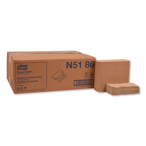 Tork Universal Dinner Napkins, 1-Ply, 15 x 17, Natural Brown, 250/Pack, 12 Pack/Carton