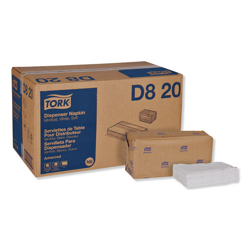 Tork Advanced Soft Minifold Dispenser Napkins, 1-Ply, 13 x 12, White, 6,000/Carton