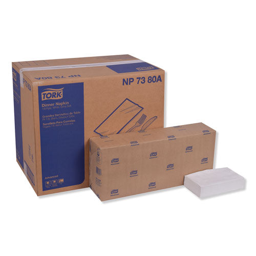 Tork Advanced Dinner Napkin, 3-Ply, 17 x 16.12, 1/8 Fold, White,1,740/Carton