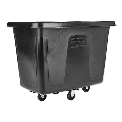 Rubbermaid Commercial Cube Truck, 12 cu ft, 400 lb Capacity, Medium-Density Polyethylene/Metal Frame, Black