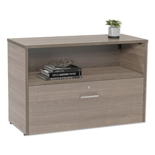 Linea Italia Urban Series Cabinet Credenza Pedestal with Lateral File, 35.25w x 15.25d x 23.75h, Natural Walnut