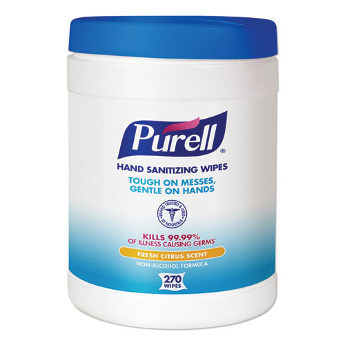 PURELL Sanitizing Hand Wipes, 6.75 x 6, Fresh Citrus, White, 270 Wipes/Canister