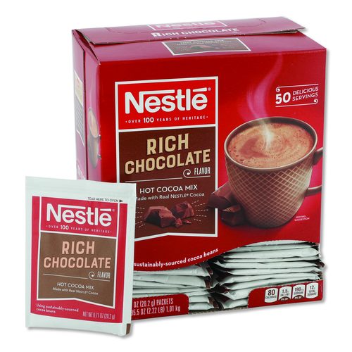 Nestlé Hot Cocoa Mix, Rich Chocolate, 0.71 oz Packets, 50/Box