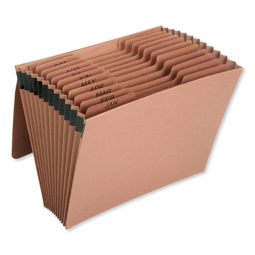 AbilityOne 7530016819290, SKILCRAFT Expanding File with Flap, Jan-Dec, 9" Expansion, 12 Sections, 1/3-Cut Tabs, Letter Size, Brown