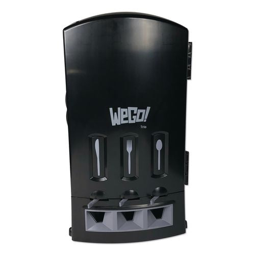 WeGo Trio Utensil Dispenser, Holds 100 Forks/100 Knives/100 Spoons, 13.39 x 15.75 x 23.62, Black