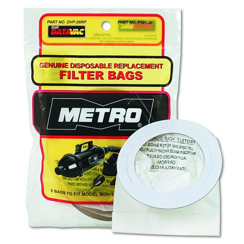 DataVac Replacement Bags for Handheld Steel Vacuum/Blower, 5/Pack