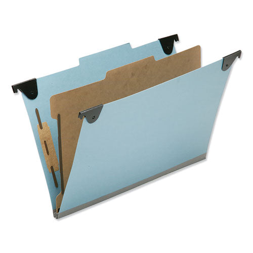 AbilityOne 7530016216200, SKILCRAFT Hanging Classification Folders, Legal Size, 1 Divider, 2/5-Cut Exterior Tabs, Light Blue, 5/Box