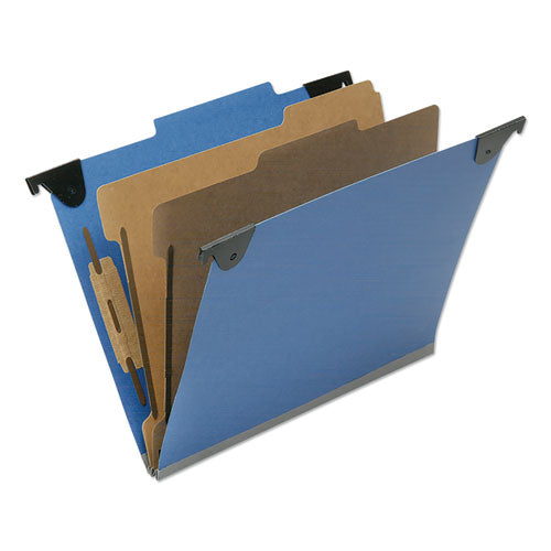 AbilityOne 7530016817011, SKILCRAFT Classification Folder, 2/5 Tab, Expands 2", 2 Dividers, 6 Fasteners, Letter Size, Royal Blue, 10/Box