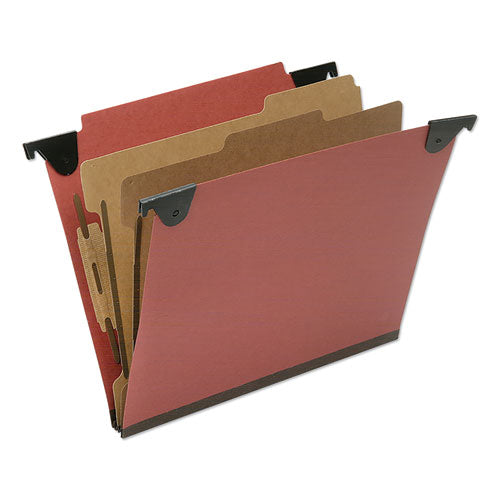 AbilityOne 7530016815828, SKILCRAFT Classification Folder, Straight Tab, Expands 2", 2 Dividers, 3 Fasteners, Letter Size, Red, 10/Box
