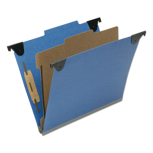 AbilityOne 7530016816248 SKILCRAFT Classification Folder, 2/5-Cut Tab, Expands 2", 1 Divider, 4 Fastener, Letter Size, Royal Blue, 10/BX