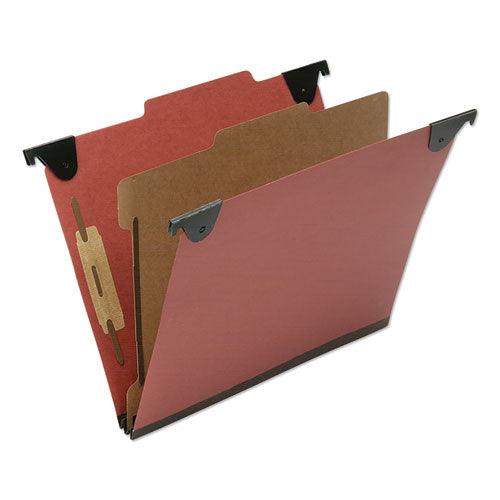AbilityOne 7530016816249, SKILCRAFT Classification Folder, 2/5-Cut Tab, Expands 2", 1 Divider, 4 Fasteners, Letter Size, Red, 10/Box