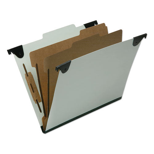 AbilityOne 7530016816250, SKILCRAFT Classification Folder, 2/5 Tab, Expands 2", 2 Dividers, 6 Fasteners, Letter Size, Light Green, 10/BX