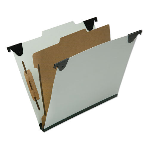 AbilityOne 7530016816253, SKILCRAFT Classification Folder, 2/5 Tab, Expands 2", 1 Divider, 4 Fasteners, Letter Size, Light Green, 10/Box